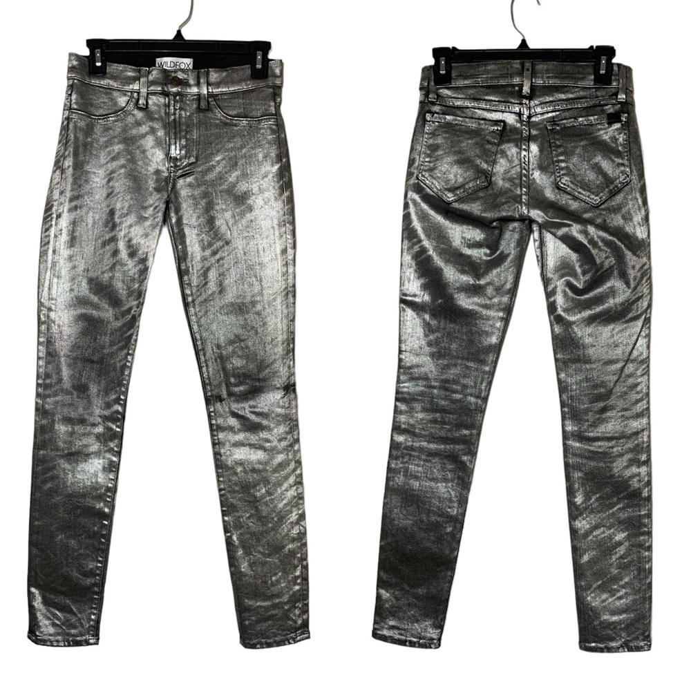 Wildfox Marianne‎ Skinny Silver Coated Pants